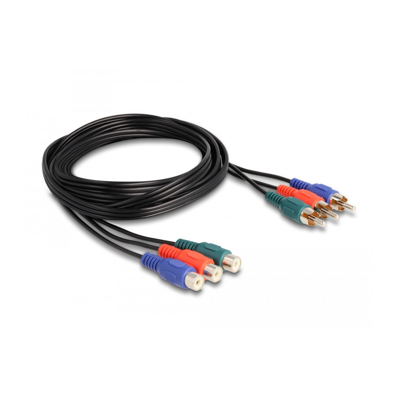 Delock Cinch RGB Verlängerungskabel 3 x Stecker zu 3 x Buchse 1 m
