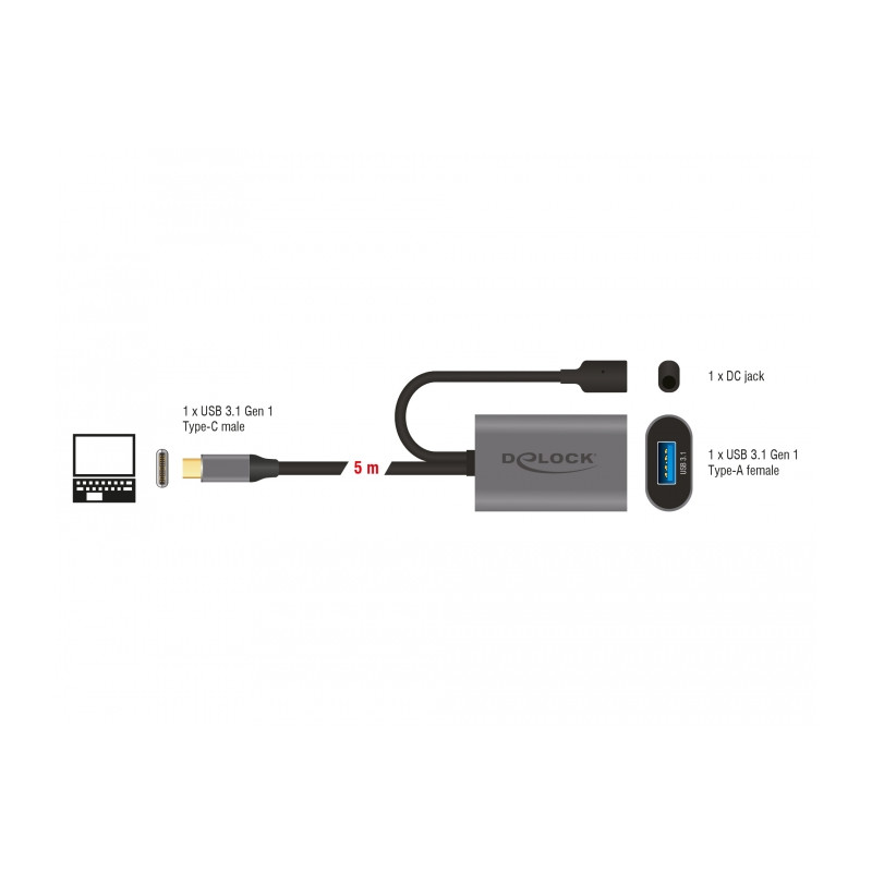 Delock USB 5 Gbps aktives Verlängerungskabel USB Type-C™ zu USB Typ-A 5 m