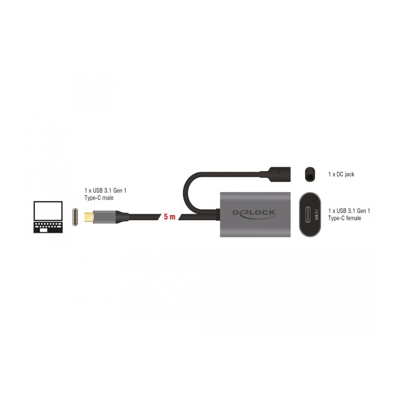 Delock USB 5 Gbps aktives Verlängerungskabel USB Type-C™ 5 m