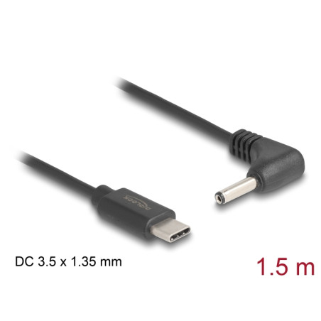 Delock USB Type-C™ Stromkabel zu DC 3,5 x 1,35 mm Stecker gewinkelt 1,5 m