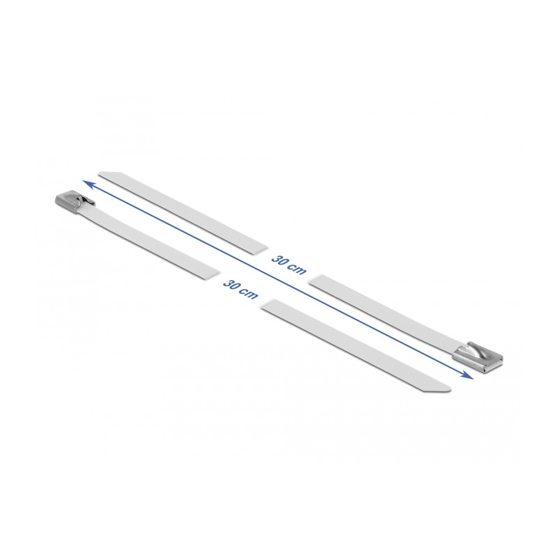 Delock Edelstahlkabelbinder L 300 x B 7,9 mm weiß 10 Stück