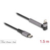 Delock Daten- und Ladekabel USB Type-C™ zu Lightning™ für iPhone™, iPad™, iPod™ gewinkelt mit Ständerfunktion schwarz 1,5 m MFi