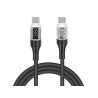 Delock USB 2.0 Daten- und Schnellladekabel USB Type-C™ Stecker zu Stecker PD 3.0 100 W mit Leistungsanzeige transparent 2 m
