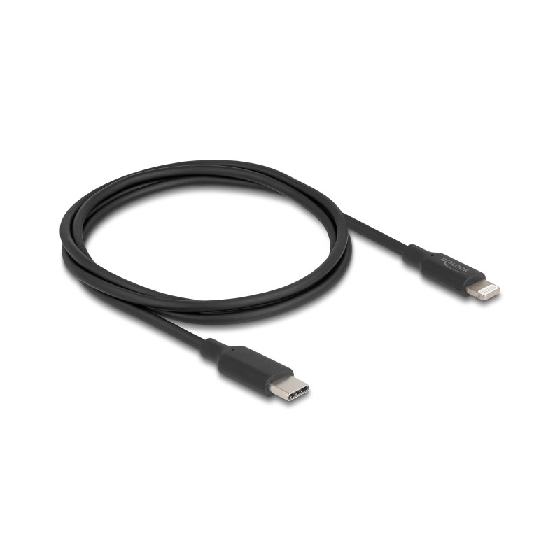 Delock Slim Daten- und Ladekabel USB Type-C™ zu Lightning™ für iPhone™, iPad™, iPod™ schwarz 1 m MFi