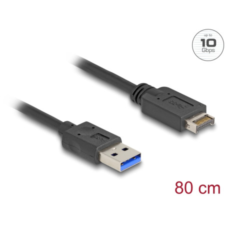 Delock USB 10 Gbps Kabel USB Typ-E Key A 20 Pin Stecker zu USB Typ-A Stecker 80 cm