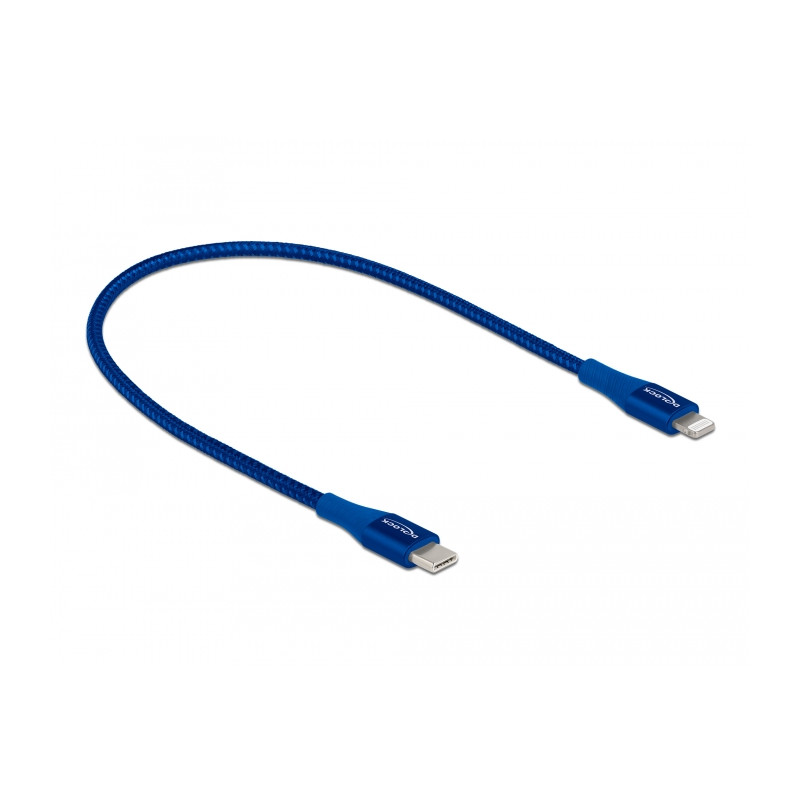 Delock Daten- und Ladekabel USB Type-C™ zu Lightning™ für iPhone™, iPad™ und iPod™ blau 0,5 m MFi