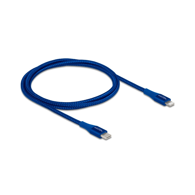 Delock Daten- und Ladekabel USB Type-C™ zu Lightning™ für iPhone™, iPad™ und iPod™ blau 1 m MFi