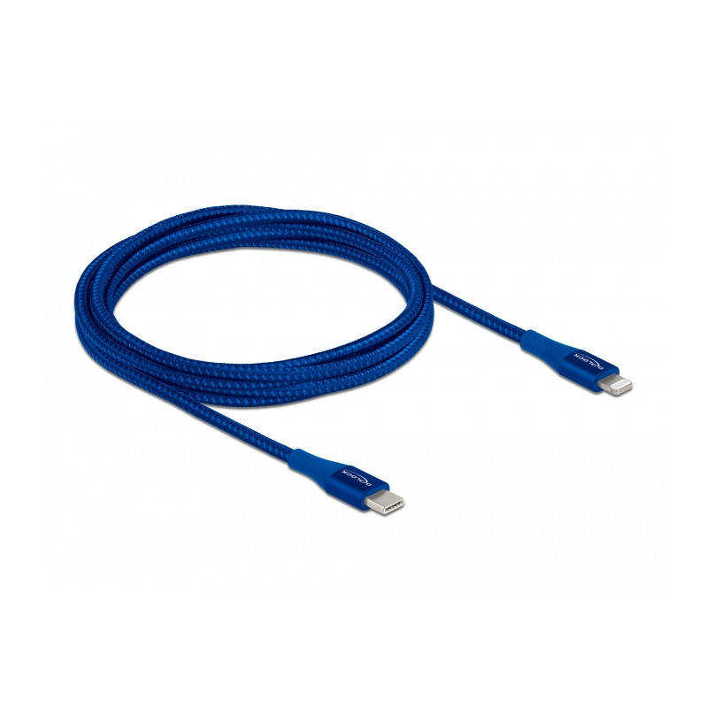 Delock Daten- und Ladekabel USB Type-C™ zu Lightning™ für iPhone™, iPad™ und iPod™ blau 2 m MFi