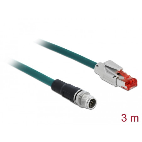 Delock Netzwerkkabel M12 X-kodiert 8 Pin zu RJ45 Stecker PVC 3 m