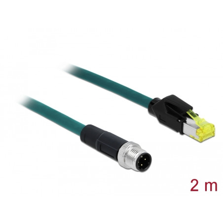 Delock Netzwerkkabel M12 4 Pin D-kodiert zu RJ45 Hirose Stecker TPU 2 m
