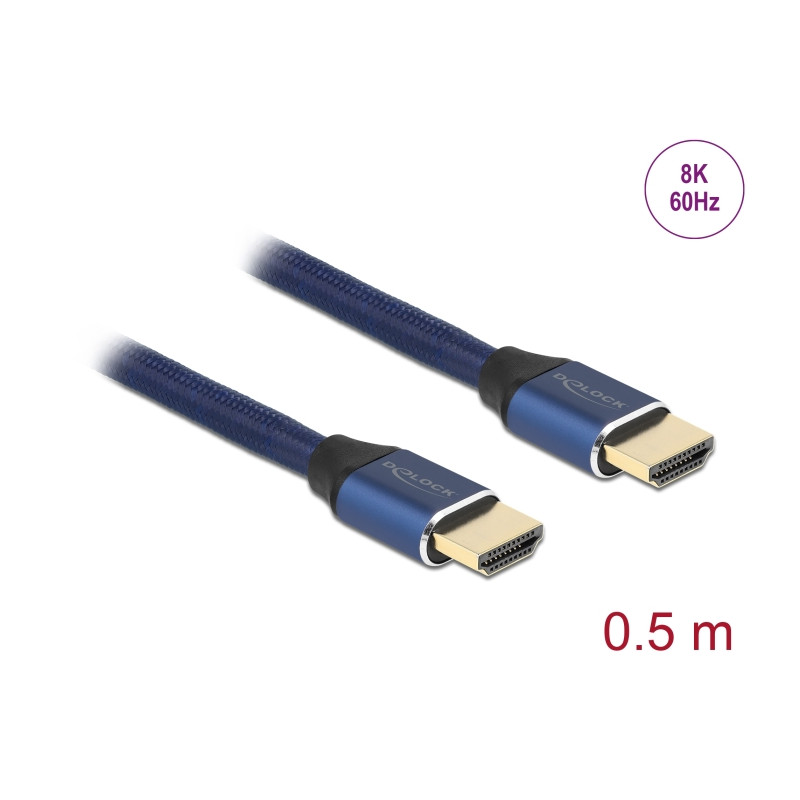 Delock Ultra High Speed HDMI Kabel 48 Gbps 8K 60 Hz blau 0,5 m zertifiziert