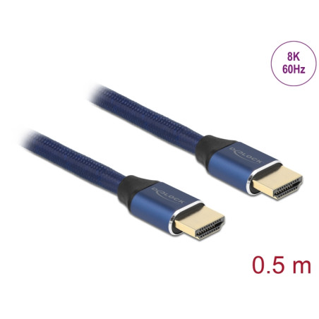 Delock Ultra High Speed HDMI Kabel 48 Gbps 8K 60 Hz blau 0,5 m zertifiziert