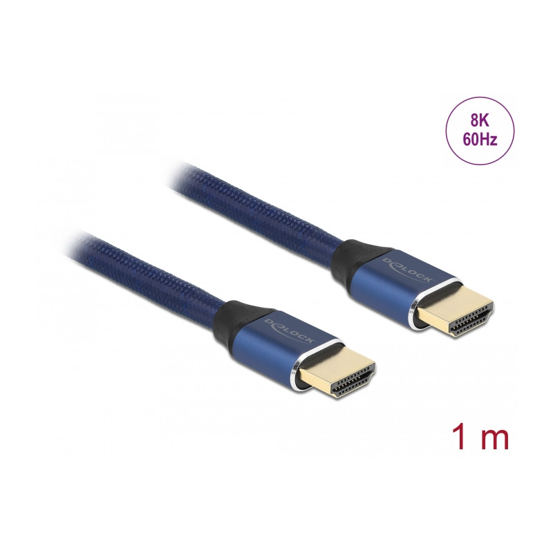 Delock Ultra High Speed HDMI Kabel 48 Gbps 8K 60 Hz blau 1 m zertifiziert
