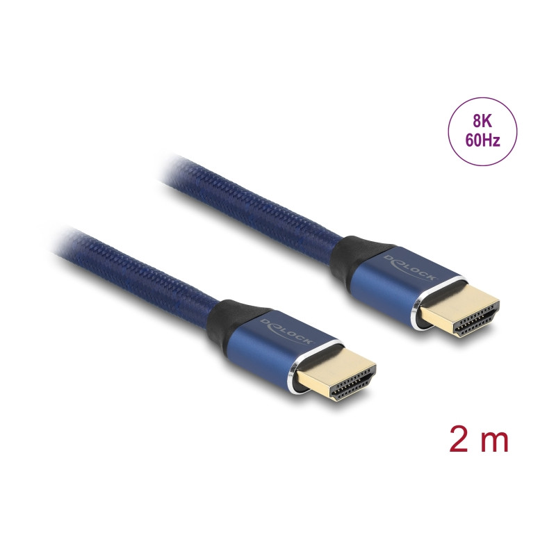 Delock Ultra High Speed HDMI Kabel 48 Gbps 8K 60 Hz blau 2 m zertifiziert