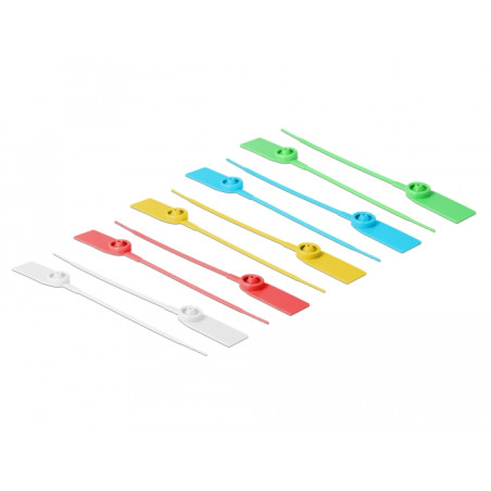 Delock Kabelbinder mit Beschriftungsfeld L 180 x B 2,5 mm 10 Stück farbig sortiert