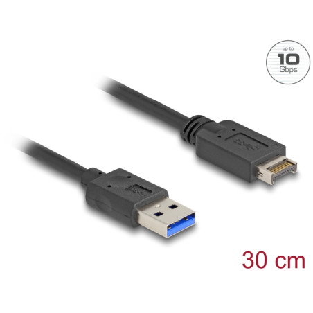 Delock USB 10 Gbps Kabel USB Typ-E Key A 20 Pin Stecker zu USB Typ-A Stecker 30 cm