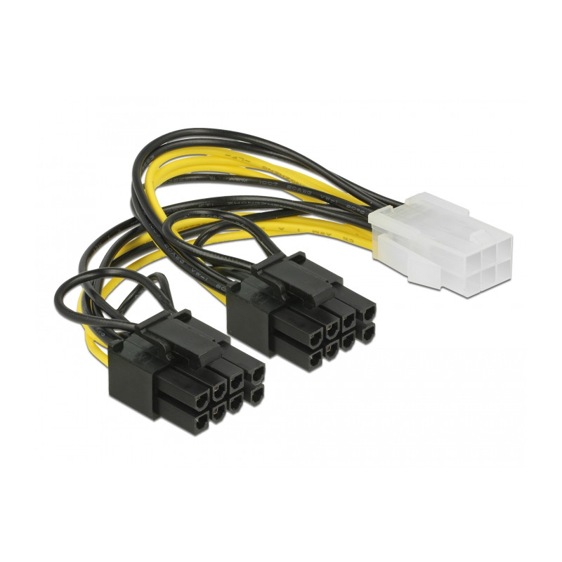 Delock PCI Express Stromkabel 6 Pin Buchse - 2 x 8 Pin Stecker 15 cm
