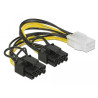 Delock PCI Express Stromkabel 6 Pin Buchse - 2 x 8 Pin Stecker 15 cm
