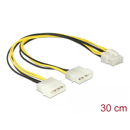Delock Stromkabel 2 x 4 Pin Molex Stecker - 8 Pin EPS Stecker 30 cm