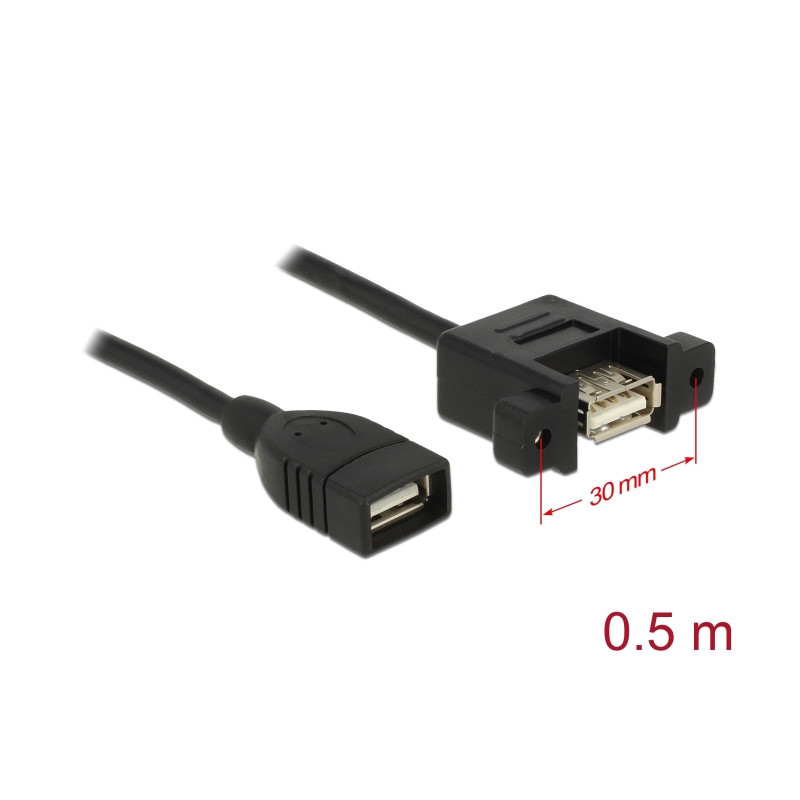 Delock Kabel USB 2.0 Typ-A Buchse - USB 2.0 Typ-A Buchse zum Einbau 0,5 m