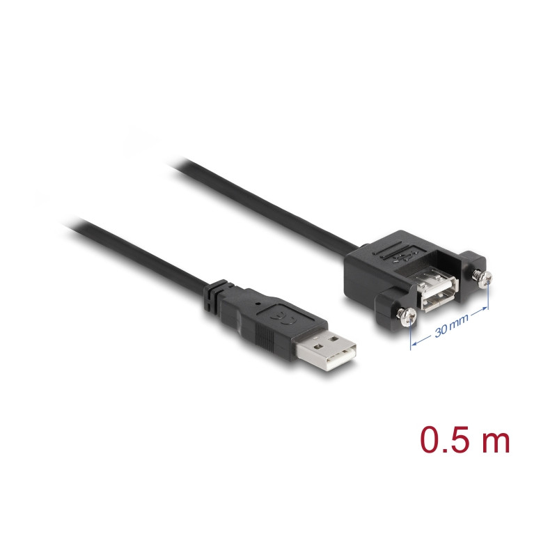 Delock Kabel USB 2.0 Typ-A Stecker - USB 2.0 Typ-A Buchse zum Einbau 0,5 m