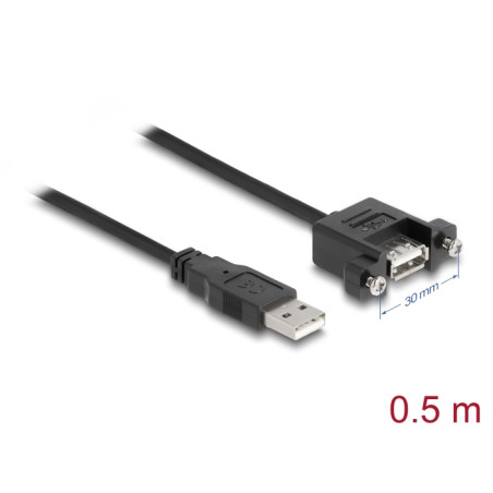 Delock Kabel USB 2.0 Typ-A Stecker - USB 2.0 Typ-A Buchse zum Einbau 0,5 m