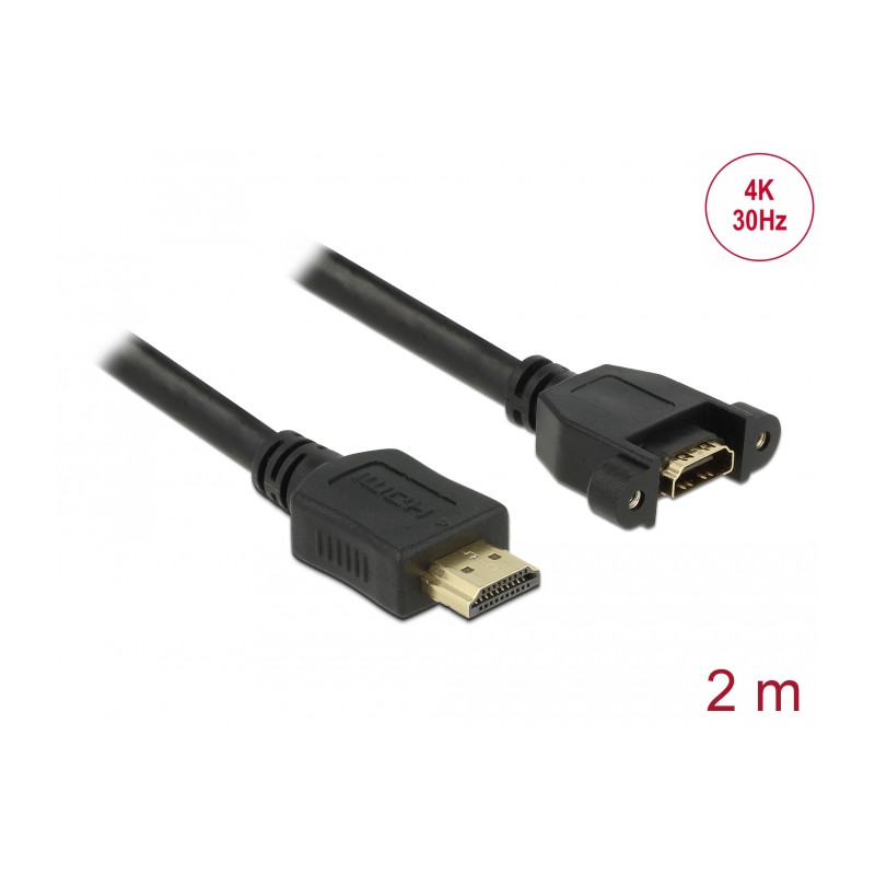 Delock Kabel HDMI-A Stecker - HDMI-A Buchse zum Einbau 4K 30 Hz 2 m