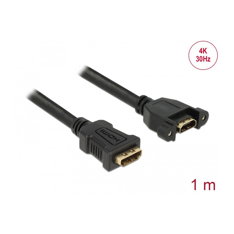 Delock Kabel HDMI-A Buchse - HDMI-A Buchse zum Einbau 4K 30 Hz 1 m