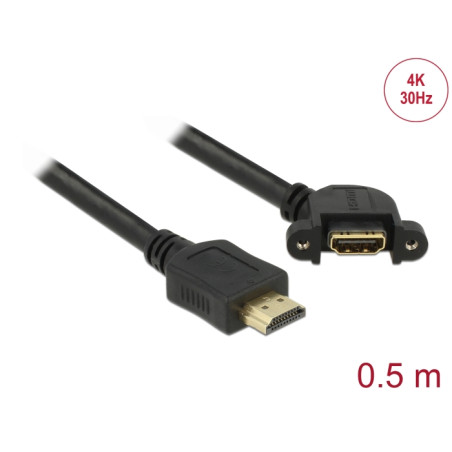 Delock Kabel HDMI-A Stecker - HDMI-A Buchse zum Einbau 110° gewinkelt 4K 30 Hz 0,5 m