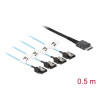 Delock Kabel OCuLink SFF-8611 - 4 x SATA 7 Pin 0,5 m Metall