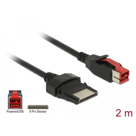 Delock PoweredUSB Kabel Stecker 24 V - 8 Pin Stecker 2 m für POS Drucker und Terminals