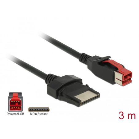Delock PoweredUSB Kabel Stecker 24 V - 8 Pin Stecker 3 m für POS Drucker und Terminals