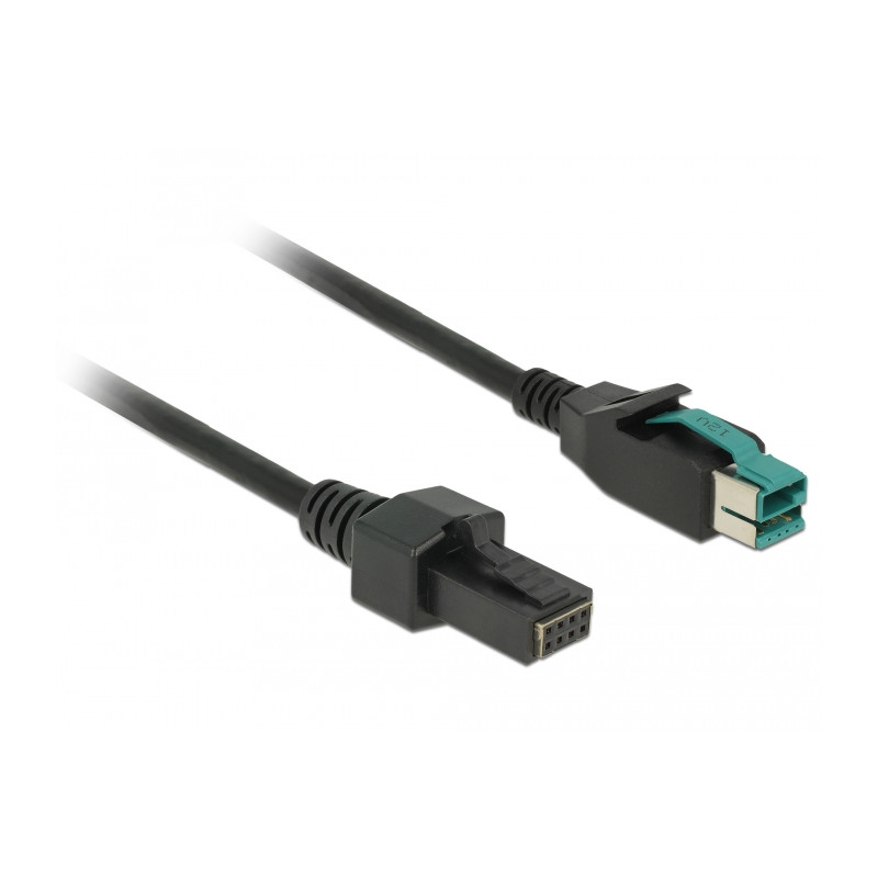 Delock PoweredUSB Kabel Stecker 12 V - 2 x 4 Pin Stecker 1 m für POS Drucker und Terminals