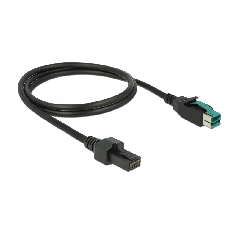 Delock PoweredUSB Kabel Stecker 12 V - 2 x 4 Pin Stecker 1 m für POS Drucker und Terminals