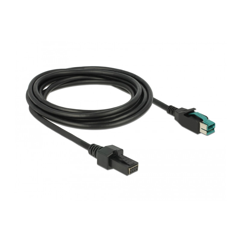 Delock PoweredUSB Kabel Stecker 12 V - 2 x 4 Pin Stecker 3 m für POS Drucker und Terminals