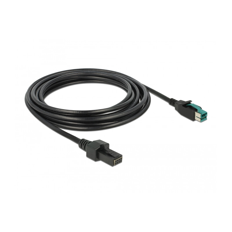Delock PoweredUSB Kabel Stecker 12 V - 2 x 4 Pin Stecker 4 m für POS Drucker und Terminals