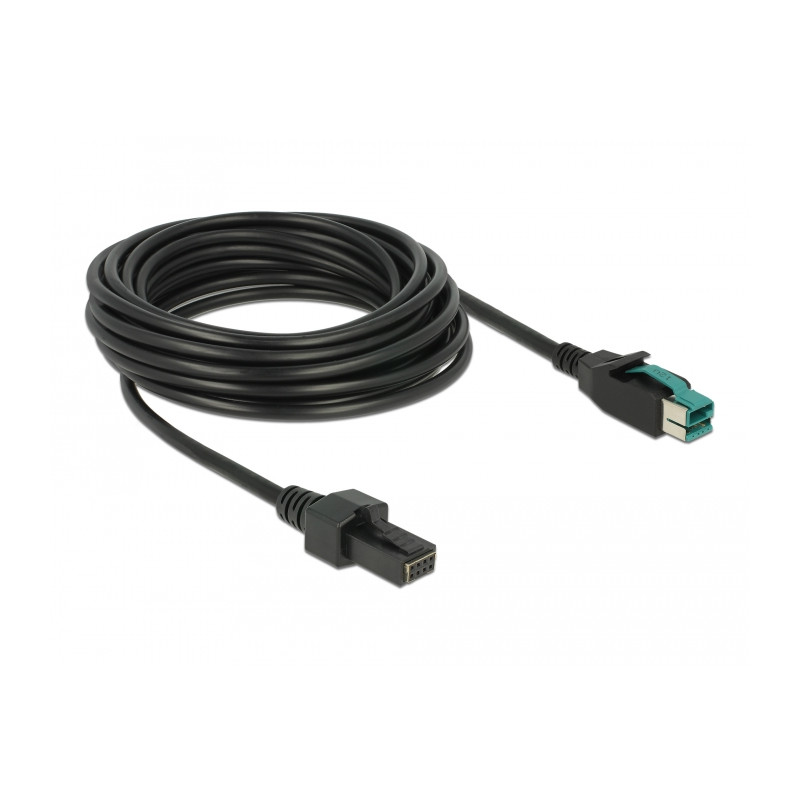Delock PoweredUSB Kabel Stecker 12 V - 2 x 4 Pin Stecker 5 m für POS Drucker und Terminals