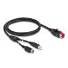 Delock PoweredUSB Kabel Stecker 24 V - USB Typ-B Stecker + Hosiden Mini-DIN 3 Pin Stecker 1 m für POS Drucker und Terminals