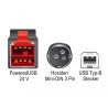 Delock PoweredUSB Kabel Stecker 24 V - USB Typ-B Stecker + Hosiden Mini-DIN 3 Pin Stecker 2 m für POS Drucker und Terminals