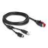 Delock PoweredUSB Kabel Stecker 24 V - USB Typ-B Stecker + Hosiden Mini-DIN 3 Pin Stecker 3 m für POS Drucker und Terminals