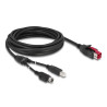 Delock PoweredUSB Kabel Stecker 24 V - USB Typ-B Stecker + Hosiden Mini-DIN 3 Pin Stecker 5 m für POS Drucker und Terminals
