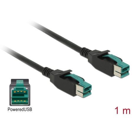 Delock PoweredUSB Kabel Stecker 12 V - PoweredUSB Stecker 12 V 1 m für POS Drucker und Terminals