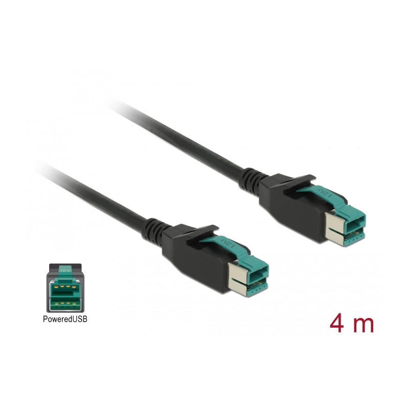 Delock PoweredUSB Kabel Stecker 12 V - PoweredUSB Stecker 12 V 4 m für POS Drucker und Terminals