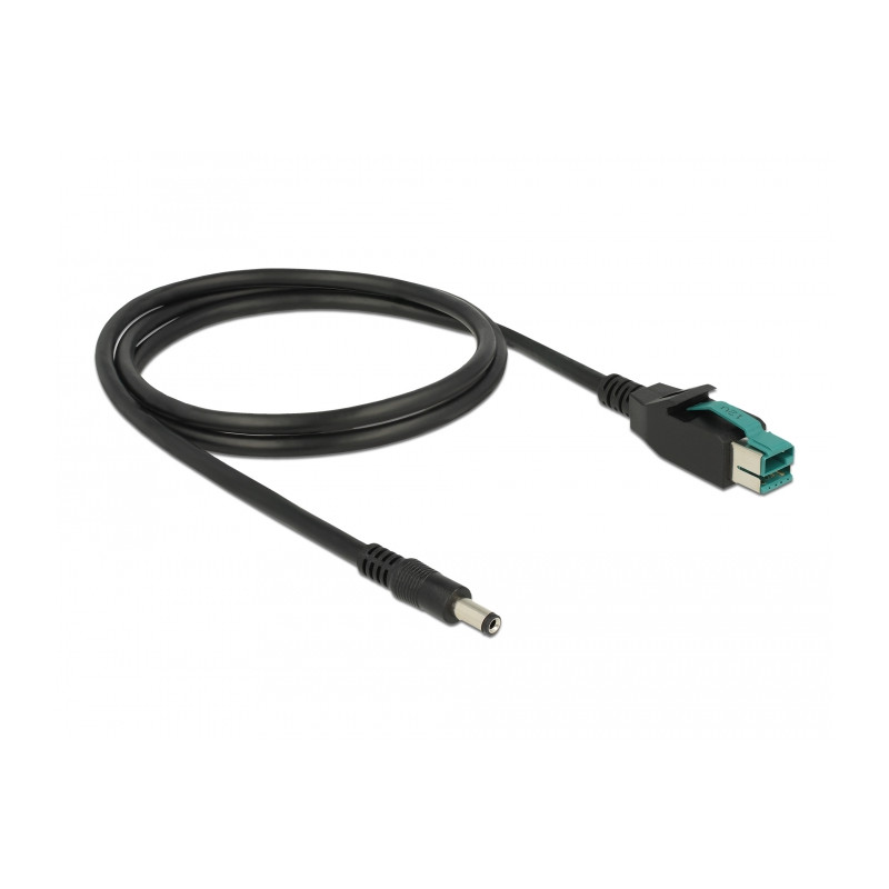 Delock PoweredUSB Kabel Stecker 12 V - DC 5,5 x 2,1 mm Stecker 1 m für POS Drucker und Terminals