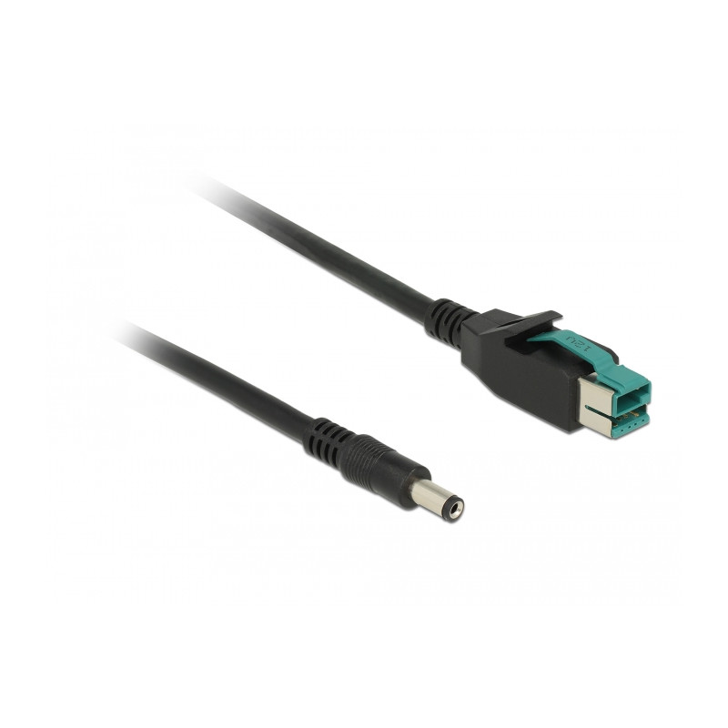 Delock PoweredUSB Kabel Stecker 12 V - DC 5,5 x 2,1 mm Stecker 2 m für POS Drucker und Terminals