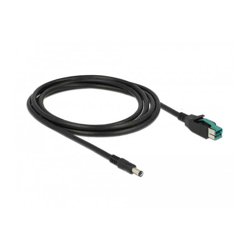 Delock PoweredUSB Kabel Stecker 12 V - DC 5,5 x 2,1 mm Stecker 2 m für POS Drucker und Terminals