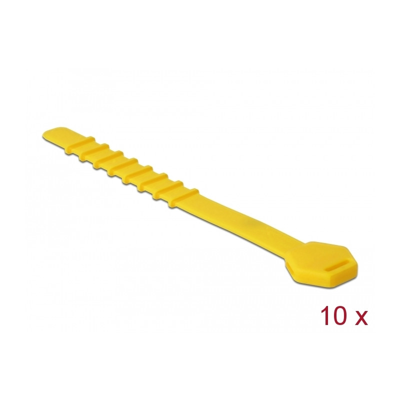 Delock Silikon-Kabelbinder wiederverwendbar 10 Stück gelb
