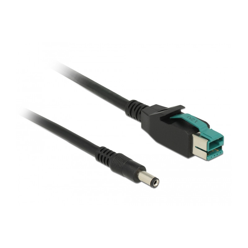 Delock PoweredUSB Kabel Stecker 12 V - DC 5,5 x 2,1 mm Stecker 5 m für POS Drucker und Terminals