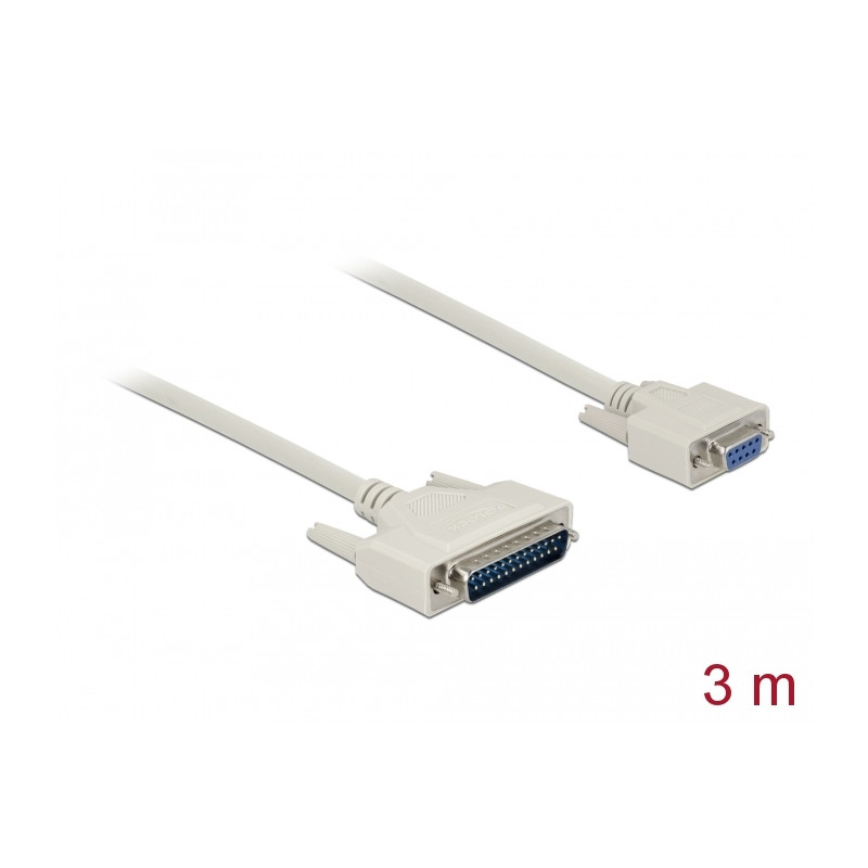 Delock Serielles Kabel D-Sub 25 Stecker zu D-Sub 9 Buchse 3 m