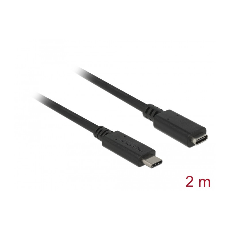 Delock USB 10 Gbps Verlängerungskabel USB Type-C™ Stecker zu Buchse 2 m 4K PD 60 W